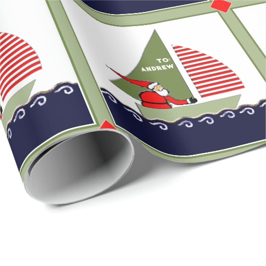 Zeilen Zeilboot Kerstvakantie Cadeaupapier (Rol Hoek)