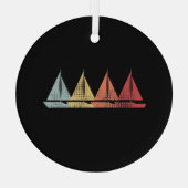 Zeilen Zeilboot Retro Glas Ornament (Achterkant)