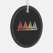 Zeilen Zeilboot Retro Glas Ornament (Voorkant Rechts)