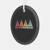 Zeilen Zeilboot Retro Glas Ornament (Voorkant links)