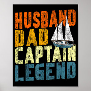 Zeilen zeilboot retro vintage echtgenoot vader kap poster