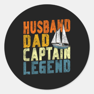 Zeilen zeilboot retro vintage echtgenoot vader kap ronde sticker
