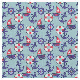 Zeilen, zeilen Nautisch Rood, wit en blauw Stof