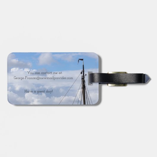 Zeilen, zeilen, schepen, zeevaart, reizen, jachtha bagagelabel (Achterkant horizontaal)