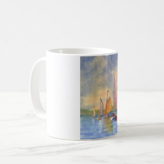 Zeilen, Zonnebakken, Zeilboten, Boothbay Harbor Sa Koffiemok (Voorkant links)