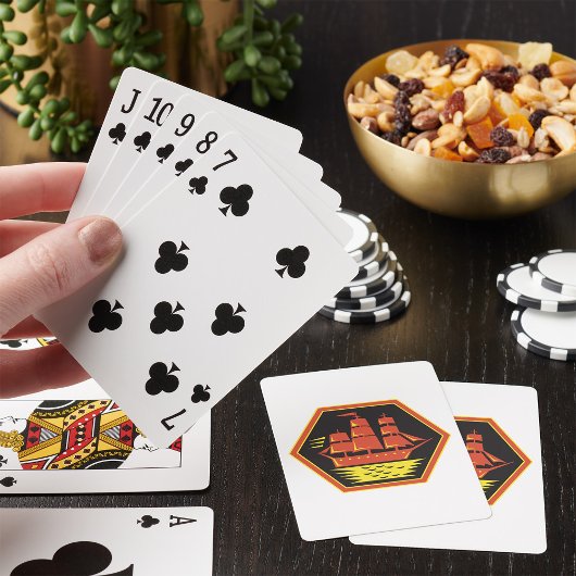 Zeilend klipperschip uit het verleden pokerkaarten