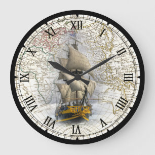 Zeilend schip ~ 1789 Eastern Hemisphere Map ~ Grote Klok