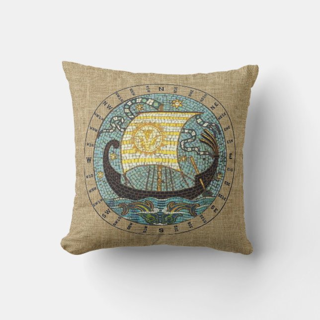 Zeilend schip buitenloods - 16-inch vierkant buitenkussen (Voorkant)