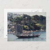 Zeilend schip dat de haven binnenvaart briefkaart (Voorkant / Achterkant)