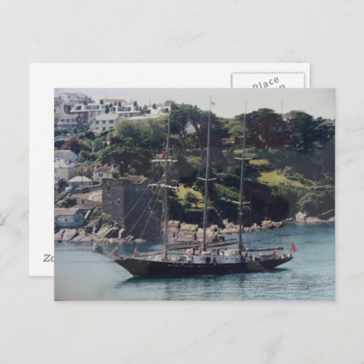 Zeilend schip dat de haven binnenvaart briefkaart (Voorkant / Achterkant)