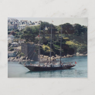 Zeilend schip dat de haven binnenvaart briefkaart