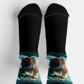 Zeilend schip in Storm op Zee Groene Zeeen op zwar Sokken (Top)