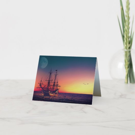 Zeilend schip naar de zon kaart (Voorkant)