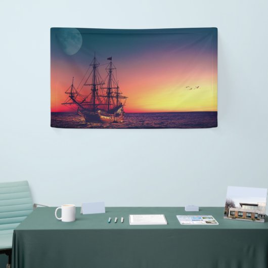 Zeilend schip naar de zon spandoek (Beurs)