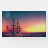 Zeilend schip naar de zon spandoek (Horizontaal)
