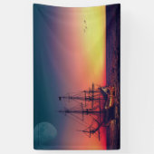 Zeilend schip naar de zon spandoek (Verticaal)