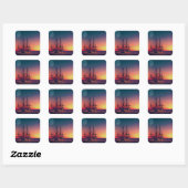 Zeilend schip naar de zon vierkante sticker (Vel)