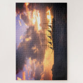 Zeilend schip op zonsondergang legpuzzel (Verticaal)