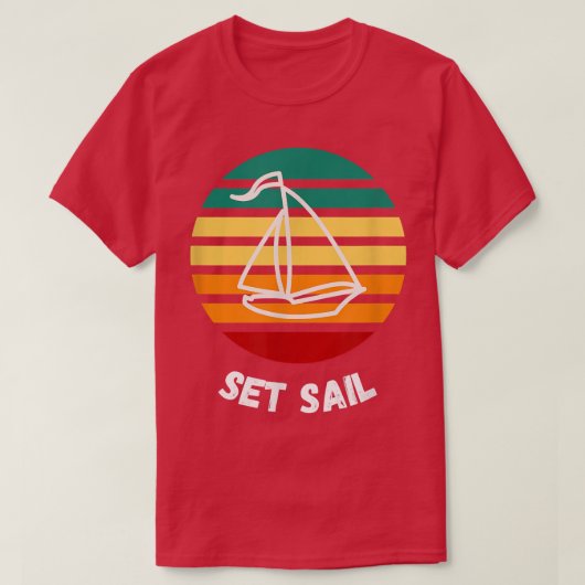 Zeilend  zonsondergang met zeilboot t-shirt (Design voorkant)