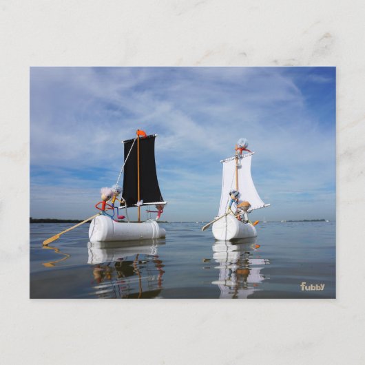 Zeilende Fubby's die op avontuur gaan. Briefkaart (Voorkant)