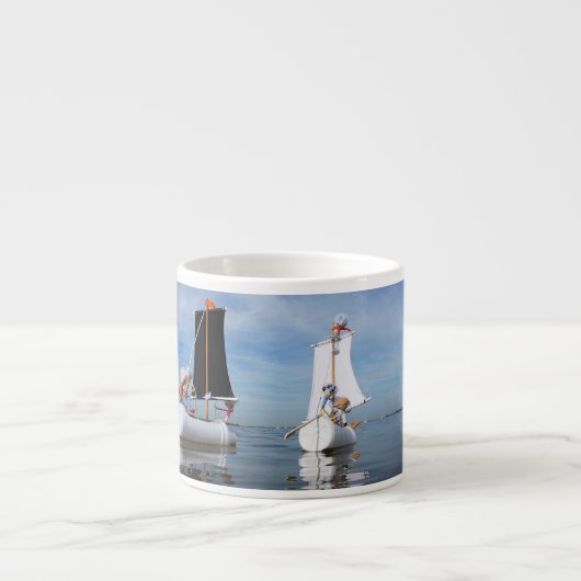 Zeilende Fubby's die op avontuur gaan. Espresso Kop (Voorkant)