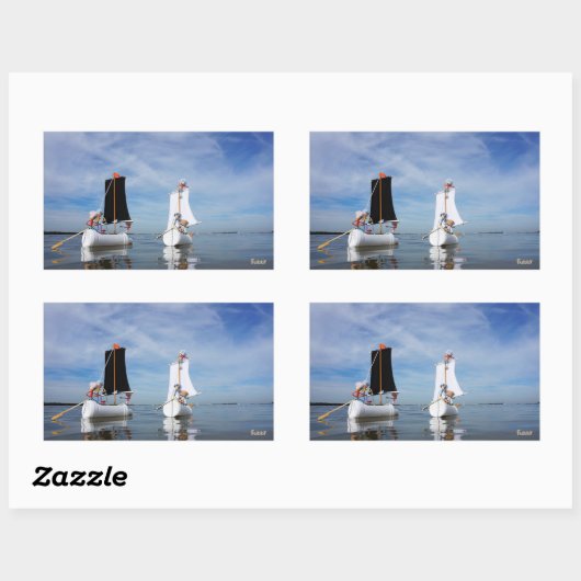 Zeilende Fubby's die op avontuur gaan. Rechthoekige Sticker (Vel)