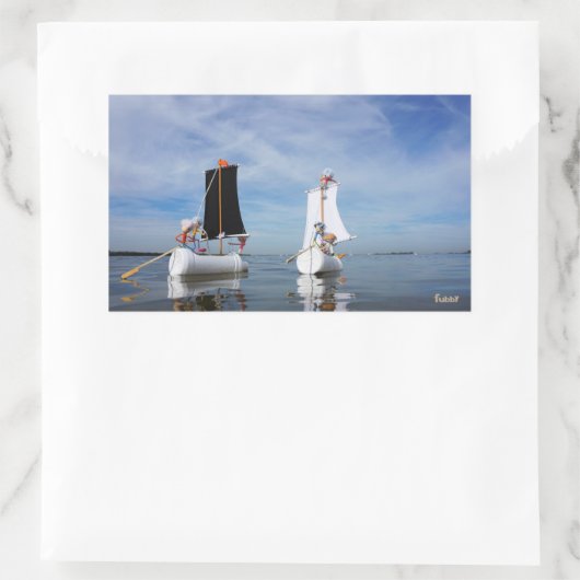 Zeilende Fubby's die op avontuur gaan. Rechthoekige Sticker (Tas)