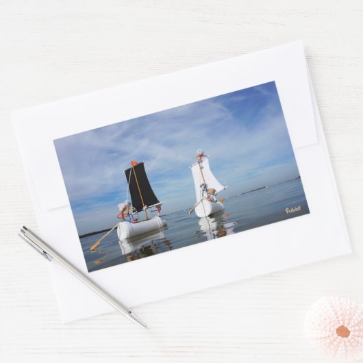 Zeilende Fubby's die op avontuur gaan. Rechthoekige Sticker (Envelop)