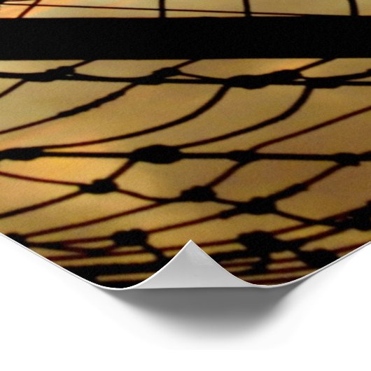 Zeilende jachtmast tegen zonsachtergrond poster (Hoek)