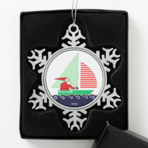 Zeilende Kerst Collectie Tin Sneeuwvlok Ornament
