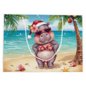 Zeilende nijlpaard Kerst Bikini op grote golf Groot Cadeauzakje (Achterkant)