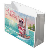 Zeilende nijlpaard Kerst Bikini op grote golf Groot Cadeauzakje (Voorkant Gekanteld)