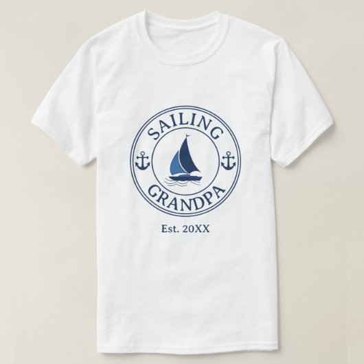 Zeilende opa jaar opgericht t-shirt (Design voorkant)