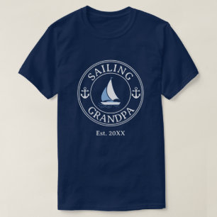 Zeilende Opa Oprichtingsjaar Witte Tekst T-shirt