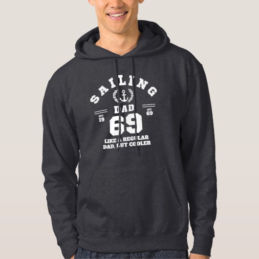 Zeilende Papa Grappige Boot Ervaring 1969 Hoodie (Voorkant)