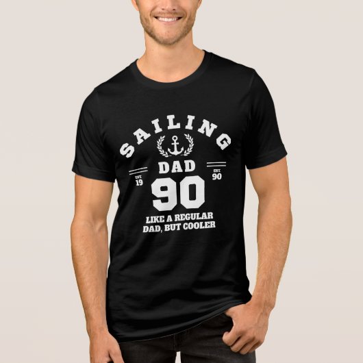 Zeilende Papa Grappige Bootvarende Opgericht 1990 Tri-Blend Shirt (Voorkant)