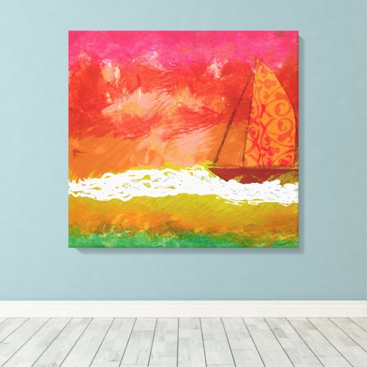 Zeilende Rode Skies Canvas Afdruk (Insitu (Houten vloer))