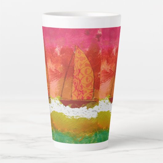Zeilende Rode Skies Latte Mok (Voorkant)