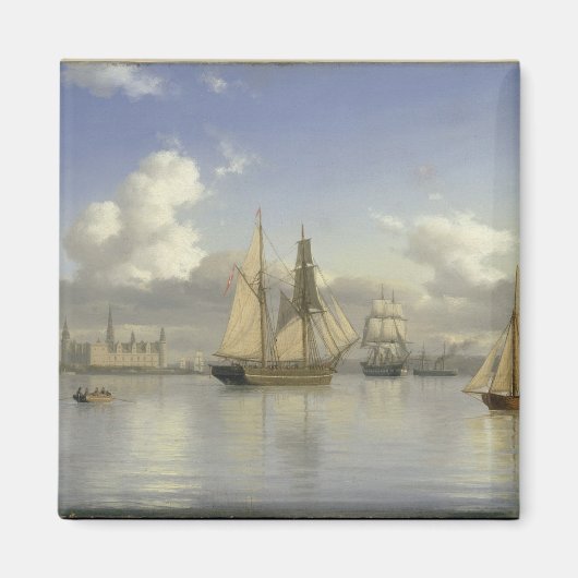 Zeilende schepen bij het kasteel van Kronborg, Zwe Magneet (Voorkant)