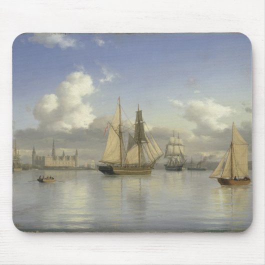Zeilende schepen bij het kasteel van Kronborg, Zwe Muismat (Voorkant)