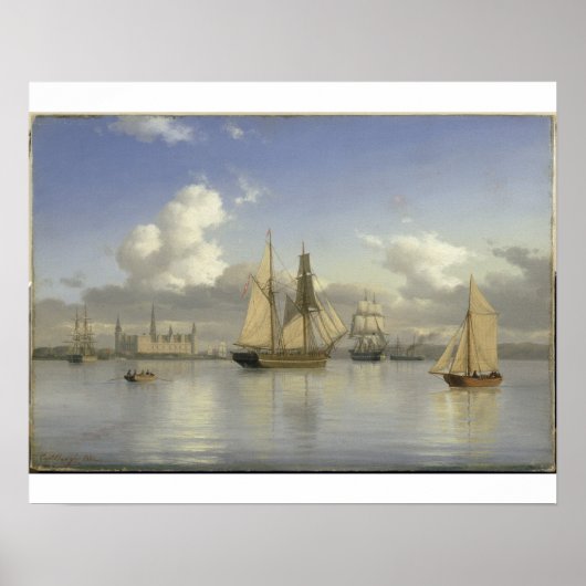 Zeilende schepen bij het kasteel van Kronborg, Zwe Poster (Voorkant)