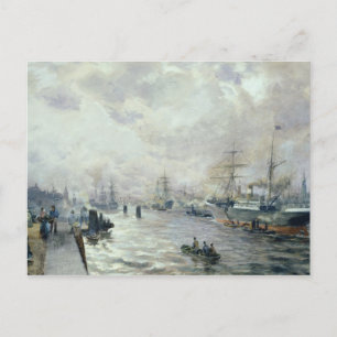 Zeilende schepen in de haven van Hamburg, 1889 Briefkaart