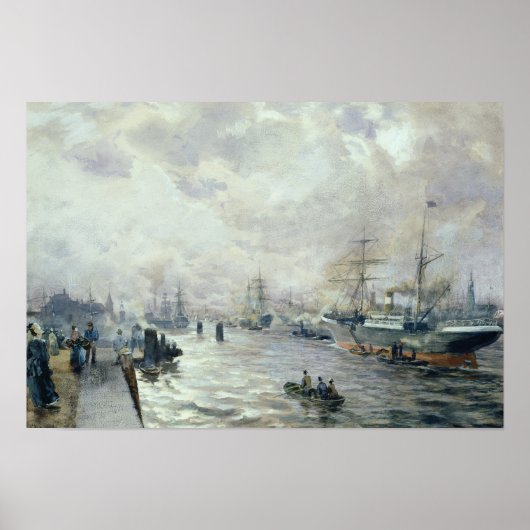 Zeilende schepen in de haven van Hamburg, 1889 Poster (Voorkant)