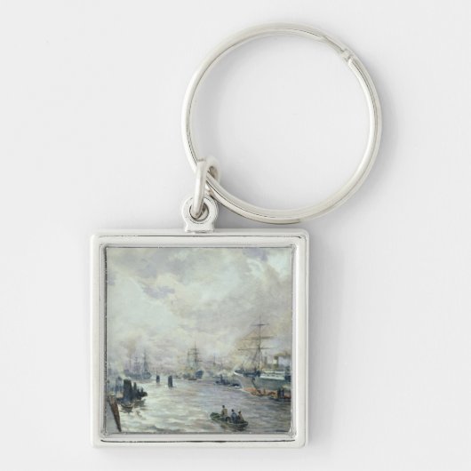 Zeilende schepen in de haven van Hamburg, 1889 Sleutelhanger (Voorkant)