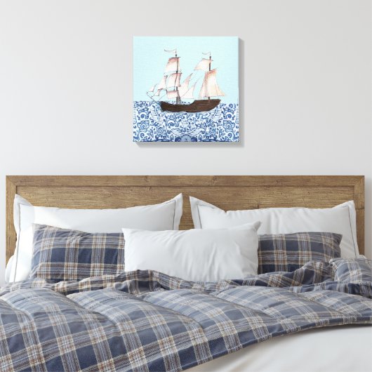 Zeilende Schip muur hangen, Mayflower Ship Art, Canvas Afdruk (Insitu (Slaapkamer))