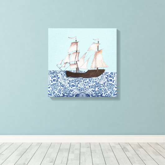 Zeilende Schip muur hangen, Mayflower Ship Art, Canvas Afdruk (Insitu (Houten vloer))