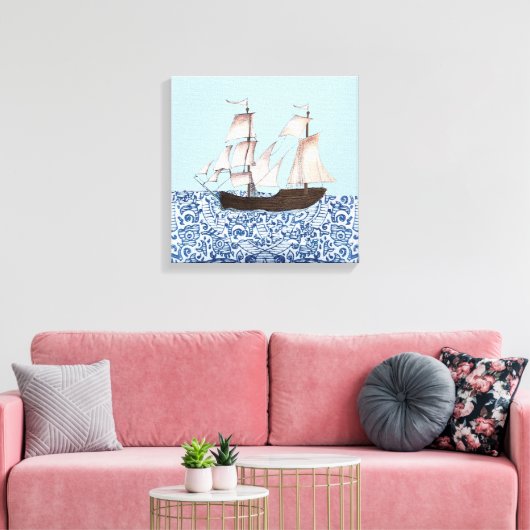 Zeilende Schip muur hangen, Mayflower Ship Art, Canvas Afdruk (Insitu (Woonkamer))