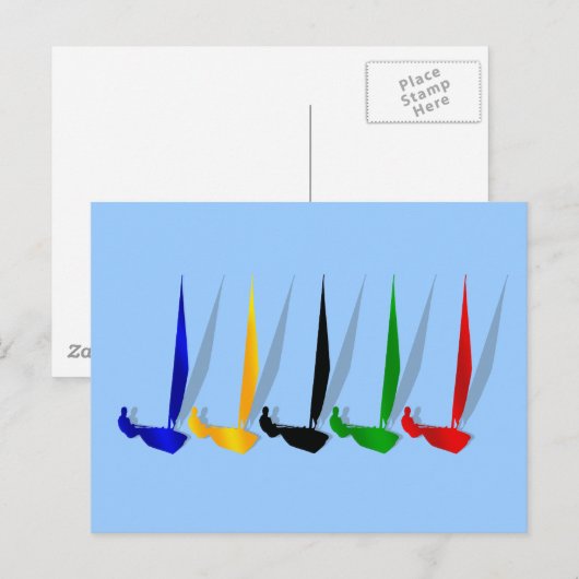    Zeilende zeilboot Briefkaart (Voorkant / Achterkant)