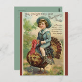  zeiler in Blue Riding Turkije Thanksgiving Briefkaart (Voorkant / Achterkant)