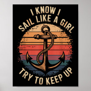 Zeiler kapitein van zeilboot en zeilboot zeiler poster